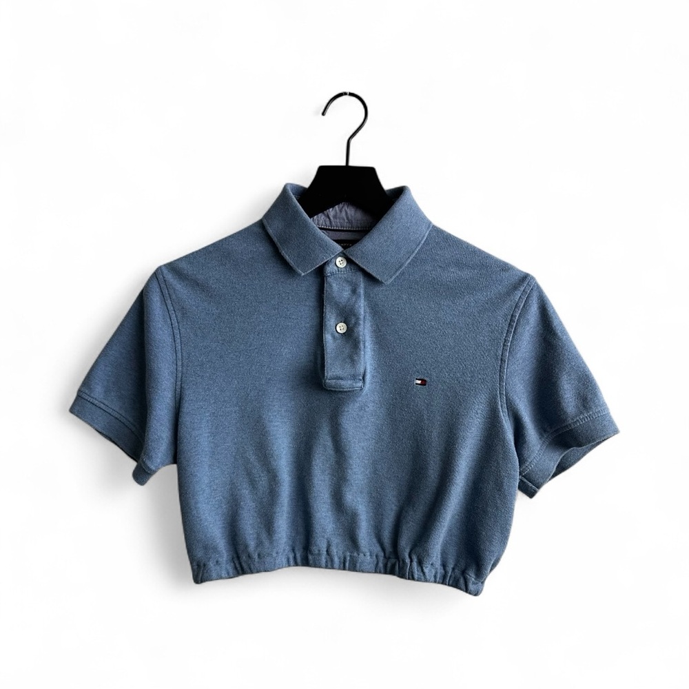 Tommy Hilfiger Cropped Polo in Slate Blue